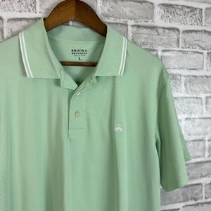 Brooks Brothers Performance Polyester Mint Green Collared Polo Shirt Mens LARGE
